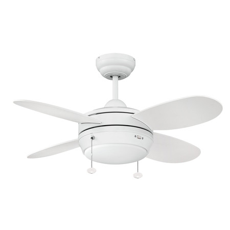 LITEX INDUSTRIES 36" Matte White Finish Ceiling Fan Includes Blades and LED Light Kit MLV36MWW4L